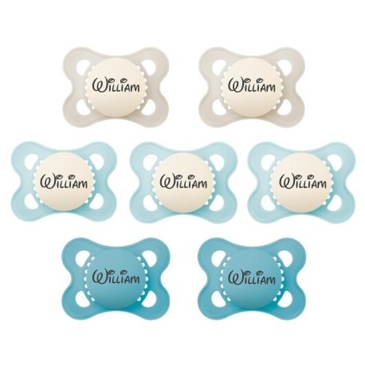 Mam Original, Storlek 1 (0-6mån), Symetrisk - Silikon, Namnnappar , 7-pack