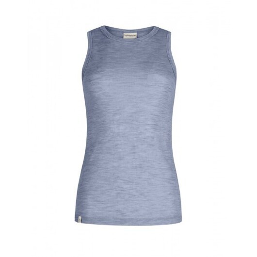 Tank Top Dam I 100% Merinoull, 1x1 Ribb L Light Blue Melange