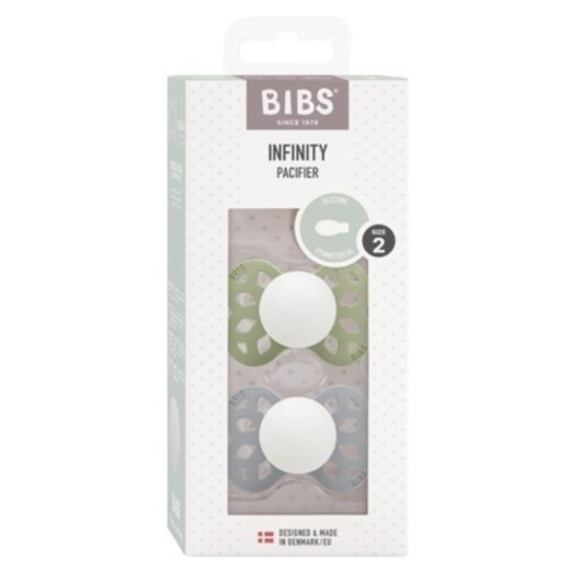 Bibs Infinity Night 2-pack,  Storlek 2 (6+ M), Symetrisk- Silikon