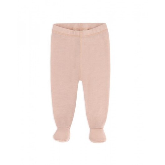 Retro Leggings Med Fötter För Baby, I 100% Ekologisk Merinoull Rose Melange 74