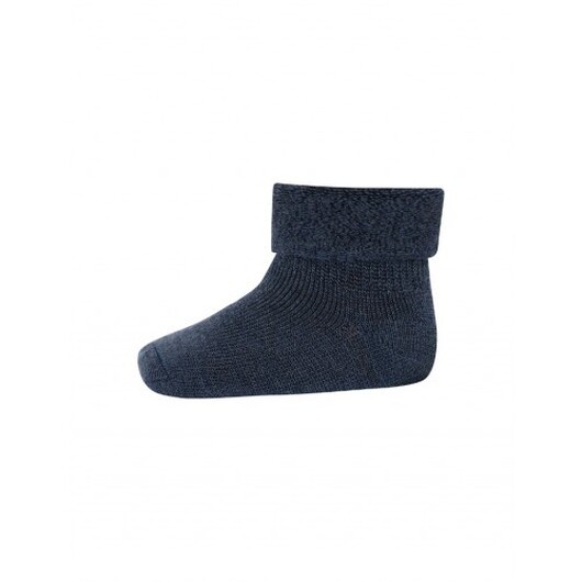 Mpkids, Klassiska Babysockor I Merinoull 19/21 Dark Denim Melange