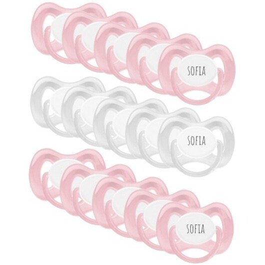 Mininor, Strl. 2 (6+ Mån.) , Symmetrisk - Silikon, Namnnappar, 15-pack