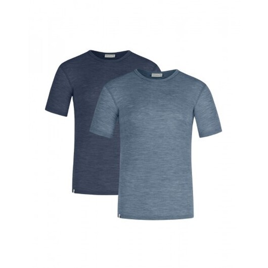 Kortärmad T-shirt Herr I 100% Merinoull, 1x1 Ribb, 2-pack Navy-blue Xxl