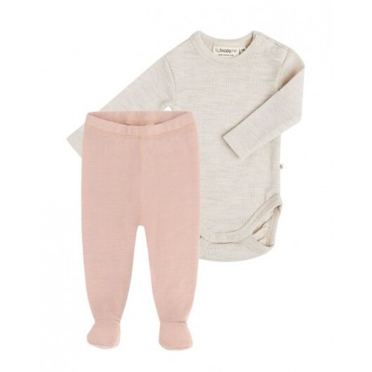 2-pack Ullpaket Till Baby, Leggings Med Fot & Body Med Knapp I 100% Merinoull