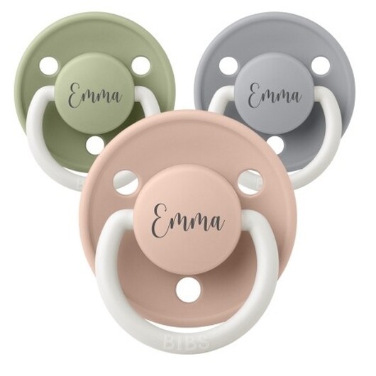 Bibs De Lux Night, Storlek 1 (0-6 Mån.) , Rund - Latex, Namnnappar