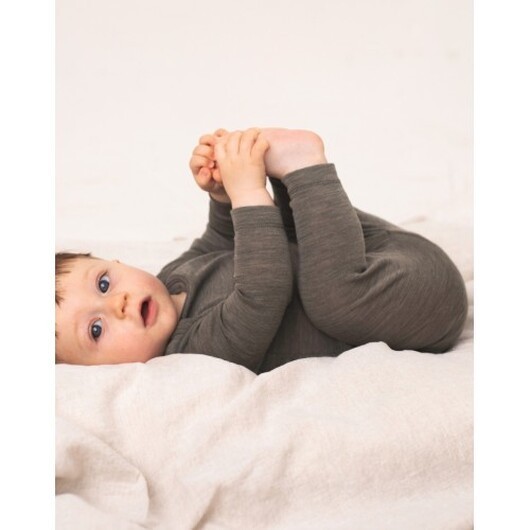 Leggings I 100% Ekologisk Merinoull För Bebisar Och Barn 92 Moss Melange