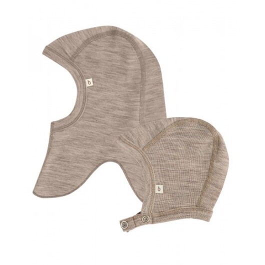 2-pack Ullmössor Till Baby, Balaklava & Hjälmmössa I 100% Merinoull 86/92 Beige Melange