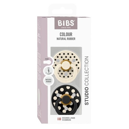 Bibs Studio Polka Dots Colour - 2 Pack, Storlek 1 (0-6 Mån.), Rund - Latex,