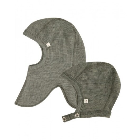 2-pack Ullmössor Till Baby, Balaklava & Hjälmmössa I 100% Merinoull 74/80 Moss Melange