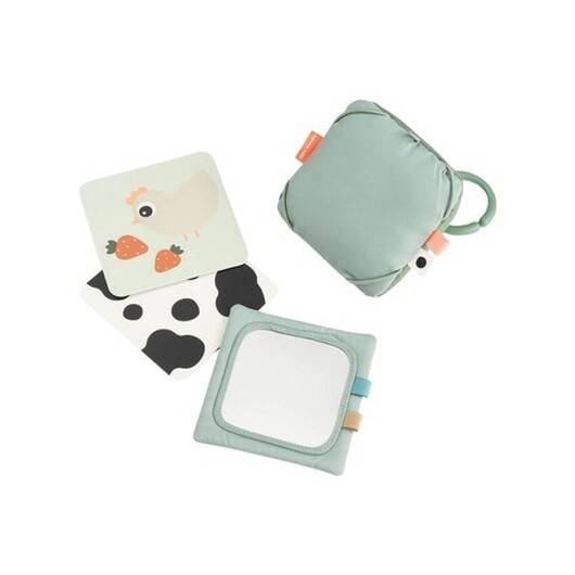 Done By Deer, Kontrastkortshållare För Baby Med Spegel Och Skallra