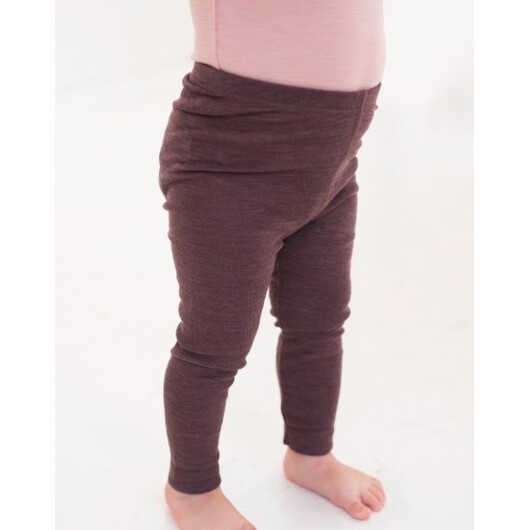 Leggings I 100% Ekologisk Merinoull För Bebisar Och Barn Plum Melange 62