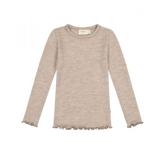 Långärmad T-shirt I 100% Merinoull För Flickor, Oeko-texÂ® Beige Melange 110/116