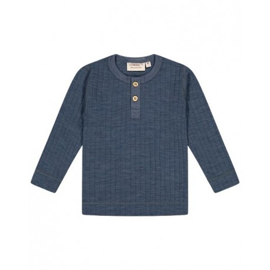 Granddad Långärmad T-shirt I Dropneedle-stickad 100% Merinoull, Oeko-texÂ®