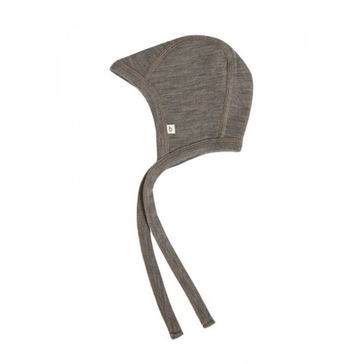 Babymössa Med Knytband I 100% Ekologisk Merinoull, Tunn Design - 1 Lager Tyg 50/56 Light Brown Melange