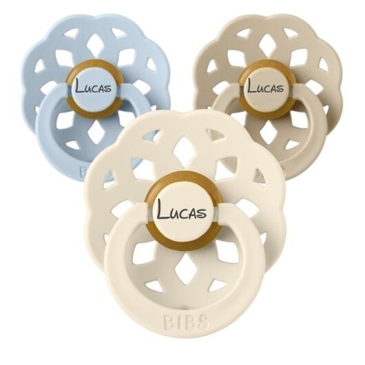 Bibs Boheme, Storlek 1 (0-6 Mån.), Rund - Latex, Namnnappar