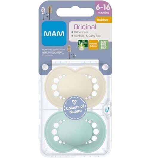 Mam Original 2 Pack, Storlek 2 (6-16 Månader), Symmetrisk - Latex
