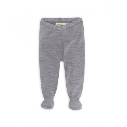 Retro Leggings Med Fötter För Baby, I 100% Ekologisk Merinoull Grey Melange 68