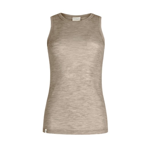 Tank Top Dam I 100% Merinoull, 1x1 Ribb Beige Melange Xl