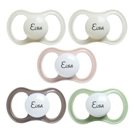 Esska Happy, Storlek 2 (6+ M), Symmetrisk - Latex, Namnnappar , 5-pack