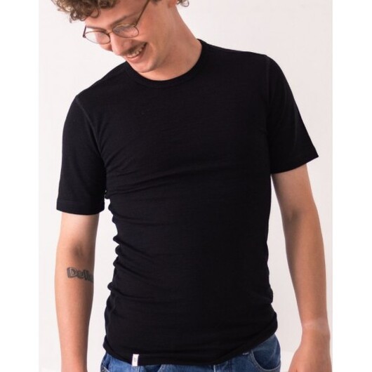 Kortärmad T-shirt Herr I 100% Merinoull, 1x1 Ribb, 2-pack Xxl Black-grey