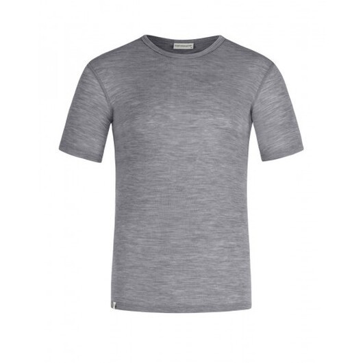 Kortärmad T-shirt Herr I 100% Merinoull, 1x1 Ribb Grey Melange L