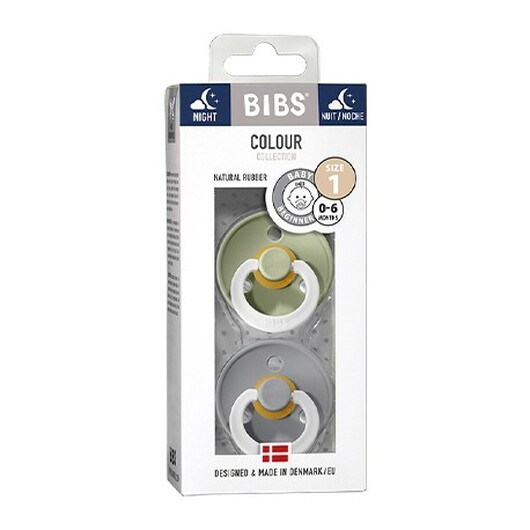 Bibs Colour Night - 2 Pack, Storlek 1 (0-6 Mån.), Rund - Latex,