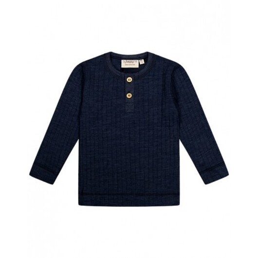 Granddad Långärmad T-shirt I Dropneedle-stickad 100% Merinoull, Oeko-texÂ®