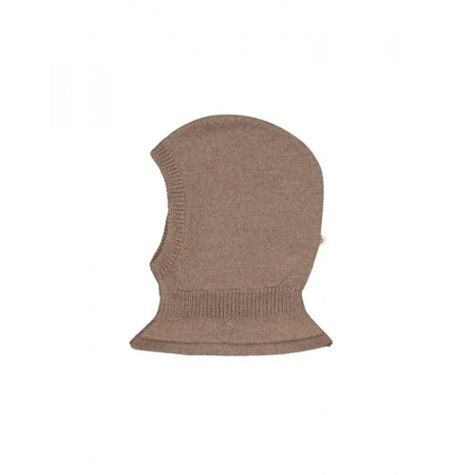 Stickad Balaclava I 100% Merinoull 62/68 Dark Beige