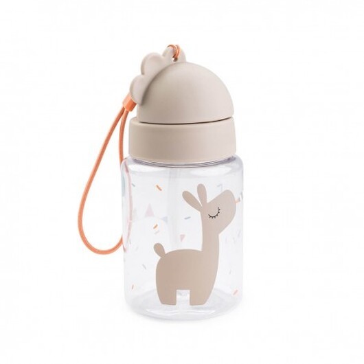 Done By Deer, Drickflaska Med Sugrör Celebration, Sand, 280 Ml