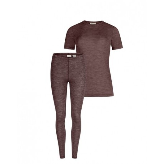 Damset I 100 % Merinoull, Kortärmad Topp Och Leggings, 1x1 Ribb