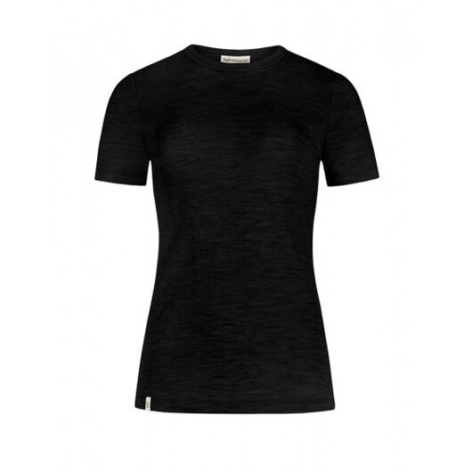 S/s T-shirt Dam I 100% Merinoull, 1x1 Ribb Black Xl