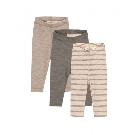 Leggings I 100% Ekologisk Merinoull För Bebisar Och Barn, 3-pack 86 Nature/beige Melange