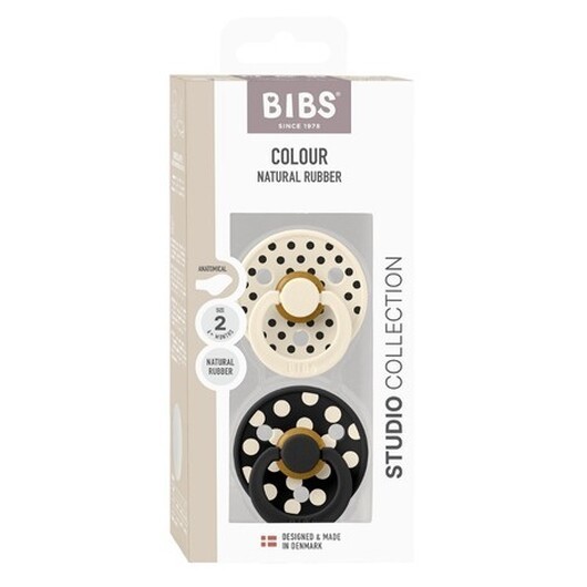 Bibs Studio Polka Dots Colour - 2 Pack, Storlek 2 (6+ Mån.), Ortodontisk - Latex,