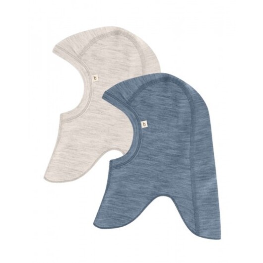 Balaclava I 100% Ekologisk Merinoull För Bebisar Och Barn, Tjock Design - 2 Lager Tyg, 2-pack 50/56 Blue Mélange