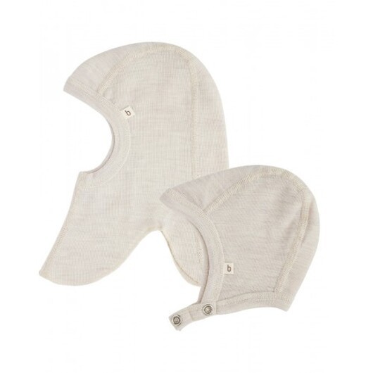 2-pack Ullmössor Till Baby, Balaklava & Hjälmmössa I 100% Merinoull 74/80 Nature Melange