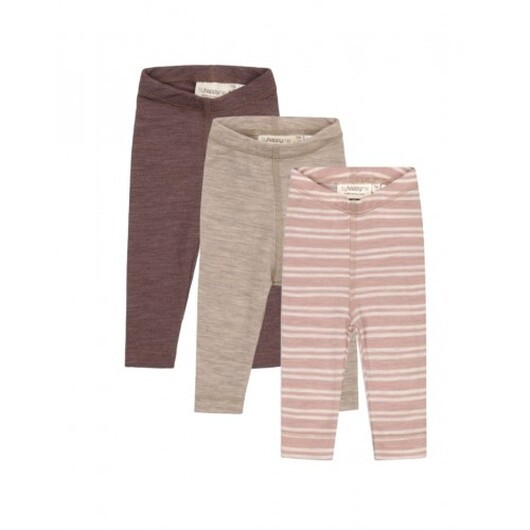 Leggings I 100% Ekologisk Merinoull För Bebisar Och Barn, 3-pack 68 Soft Rose/nature Melange