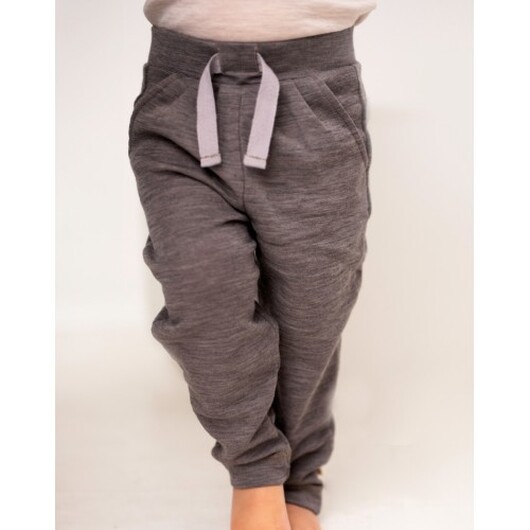 Barnbyxor Med Dragsko 100% Merino Wool 98 Light Brown Melange