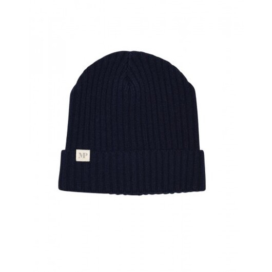Mpkids, Uppsala Beanie  -  Stickad Mössa I Ullmix Med Uppvikt Kant, Oeko-texÂ® Navy 47/49
