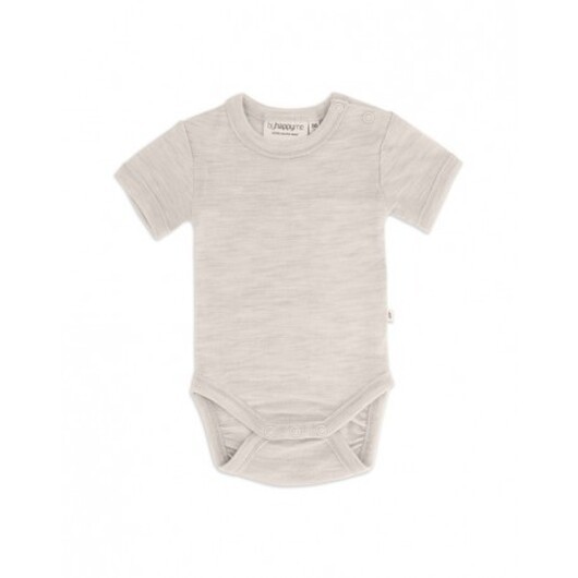 Body Med Kort Ärm Och Knappstängning Ãver Ena Axeln För Baby, Tillverkad Av 100 % Ekologisk Merinoull
