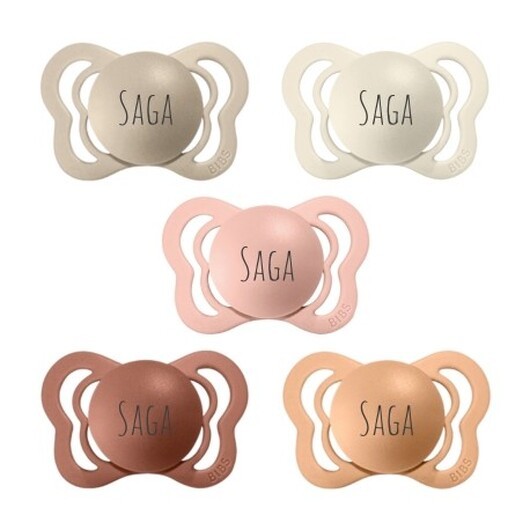 Bibs Couture,  Storlek 1 (0-6 Mån.), Anatomisk - Silikon, Namnnappar , 5-pack