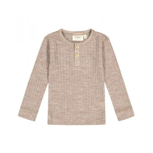 Granddad Långärmad T-shirt I Dropneedle-stickad 100% Merinoull, Oeko-texÂ® Beige Melange 86