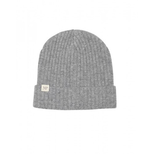 Mpkids, Uppsala Beanie  -  Stickad Mössa I Ullmix Med Uppvikt Kant, Oeko-texÂ® Light Grey Mélange 47/49