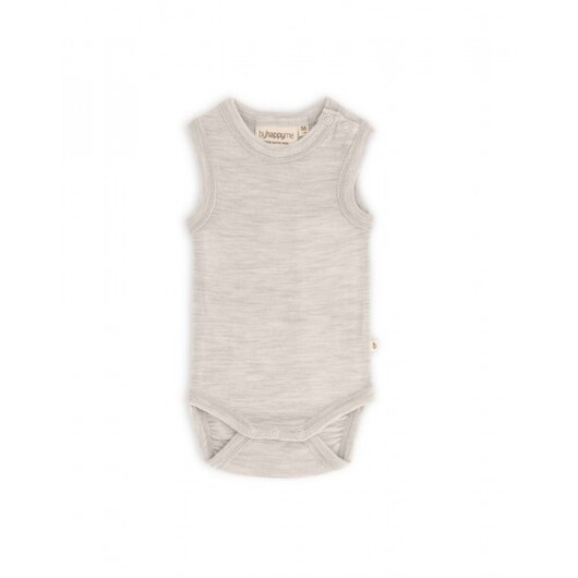 Ärmlös Body Med Knappstängning På Ena Axeln För Bebisar, Tillverkad Av 100% Ekologisk Merinoull Nature Melange 80