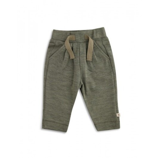 Byhappyme, Barnbyxor Med Dragsko 100% Merino Woo Moss Melange 80