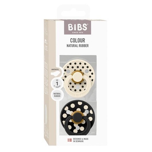 Bibs Studio Polka Dots Colour - 2 Pack, Storlek 1 (0-6 Mån.), Ortodontisk - Latex,