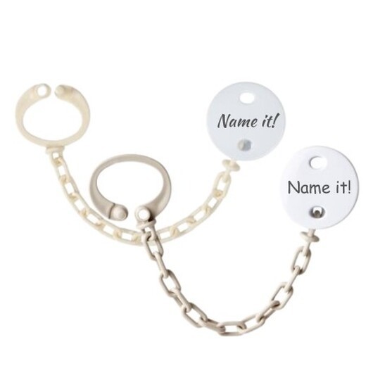 Personlig Nappkedja, Rund, 2-pack, Finns I Flera Färger