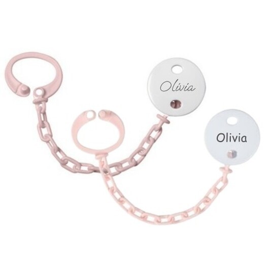 Personlig Nappkedja, Rund, 2-pack, Finns I Flera Färger