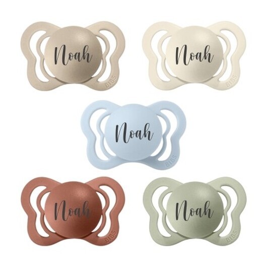 Bibs Couture,  Storlek 1 (0-6 Mån.), Anatomisk - Silikon, Namnnappar , 5-pack