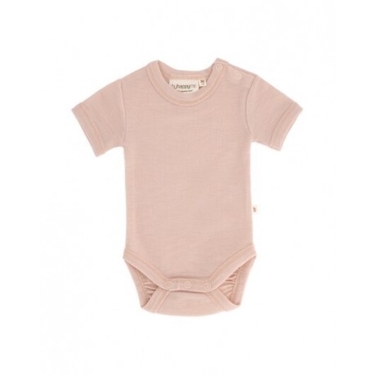 Body Med Kort Ärm Och Knappstängning Ãver Ena Axeln För Baby, Tillverkad Av 100 % Ekologisk Merinoull