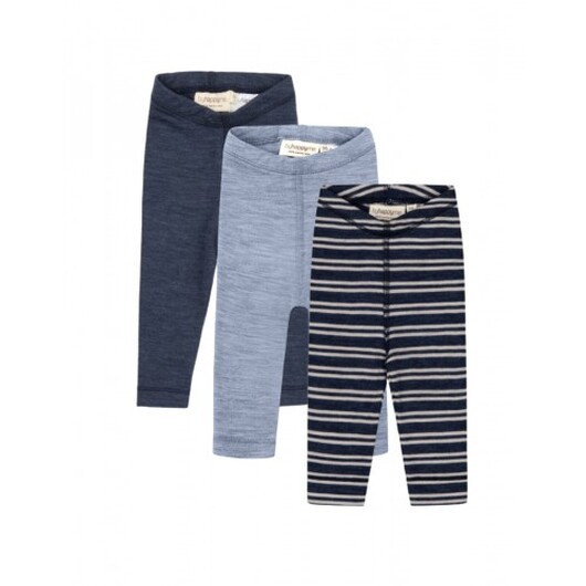 Leggings I 100% Ekologisk Merinoull För Bebisar Och Barn, 3-pack 62 Navy/nature Melange